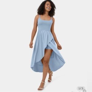 Halara NWT Breezeful Flowy 2 Piece Hi Low Dress Thin Ice Blue